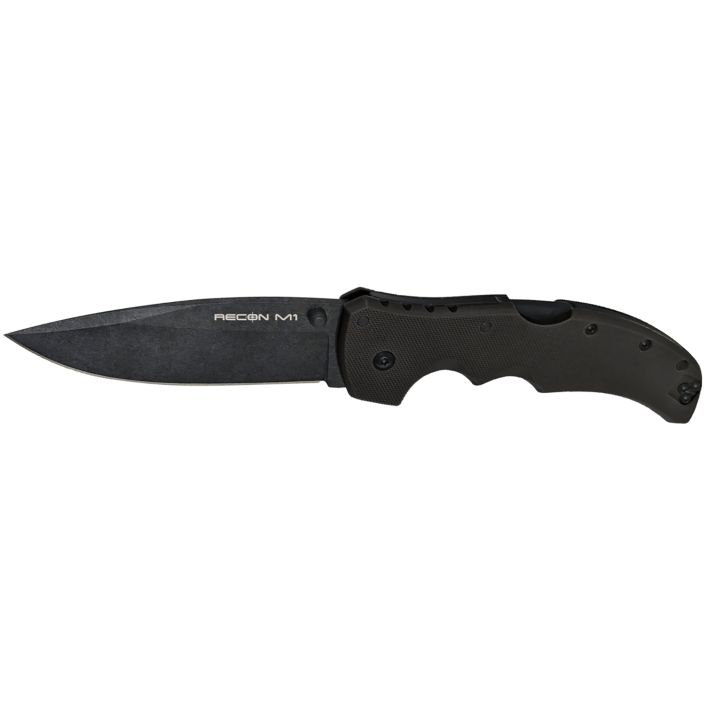 Cold Steel CS27TMC Recon 1 4" Folding Clip Point Plain Black Stonewashed CPM MagnaCut Steel Blade, Black Textured G10 Handle