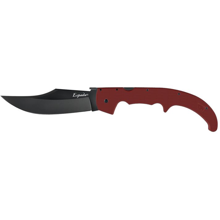 Cold Steel CS62MGCRRBK Espada XL 7.50" Folding Trailing Point Plain Black PVD AUS-10A SS Blade, Ruby Red Textured G10 Handle