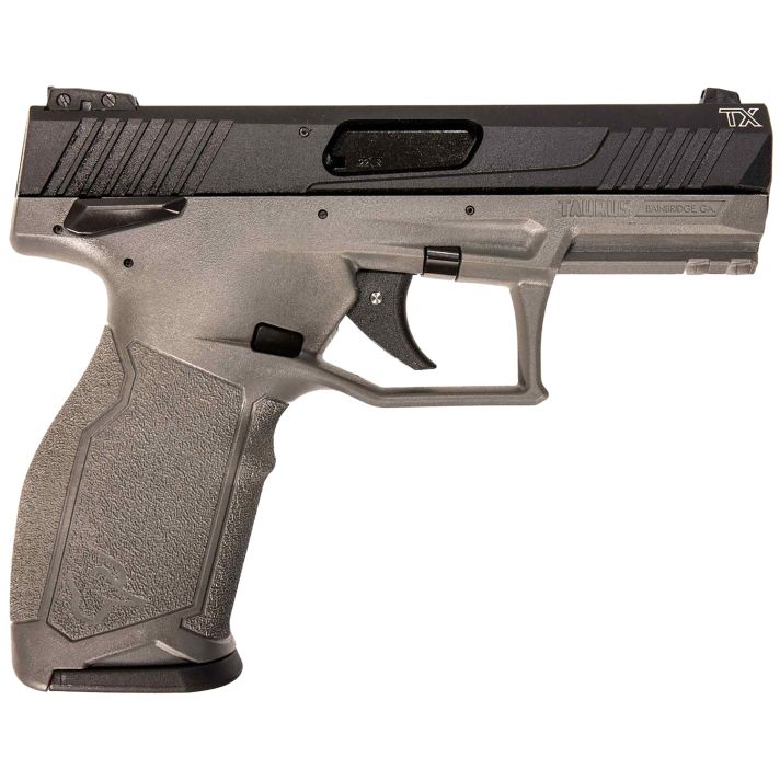 Taurus 1-TX22141G TX22Full Size Frame 22 LR 16+1 4.10" Matte Black Threaded Barrel, Matte Black Serrated Slide, Gray Polymer Frame w/Picatinny Rail, Textured Grip