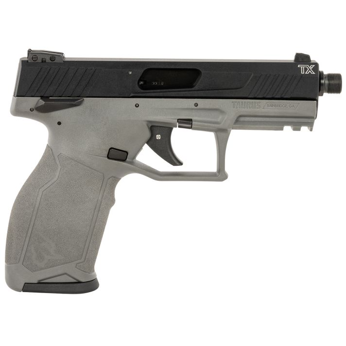 Taurus 1-TX22141G10 TX22Full Size Frame 22 LR 10+1 4.10" Matte Black Threaded Barrel, Matte Black Serrated Slide, Gray Polymer Frame w/Picatinny Rail, Textured Grip