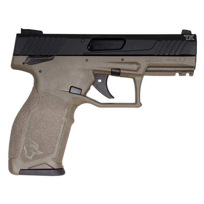 Taurus 1-TX22141O10 TX22Full Size Frame 22 LR 10+1 4.10" Matte Black Threaded Barrel, Matte Black Serrated Slide, OD Green Polymer Frame w/Picatinny Rail, Textured Grip