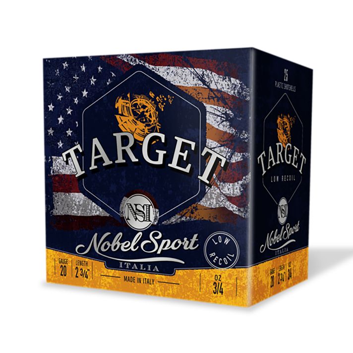 Nobel/eurosports Llc ANSLR208 Target Low Recoil 20Gauge 2.75" 3/4oz 8Shot 25 Per Box/10Case