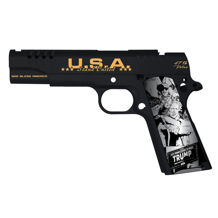 AUTO 1911TCAC18 1911 45 5" 7R TRUMP FIGHT BK/GLD