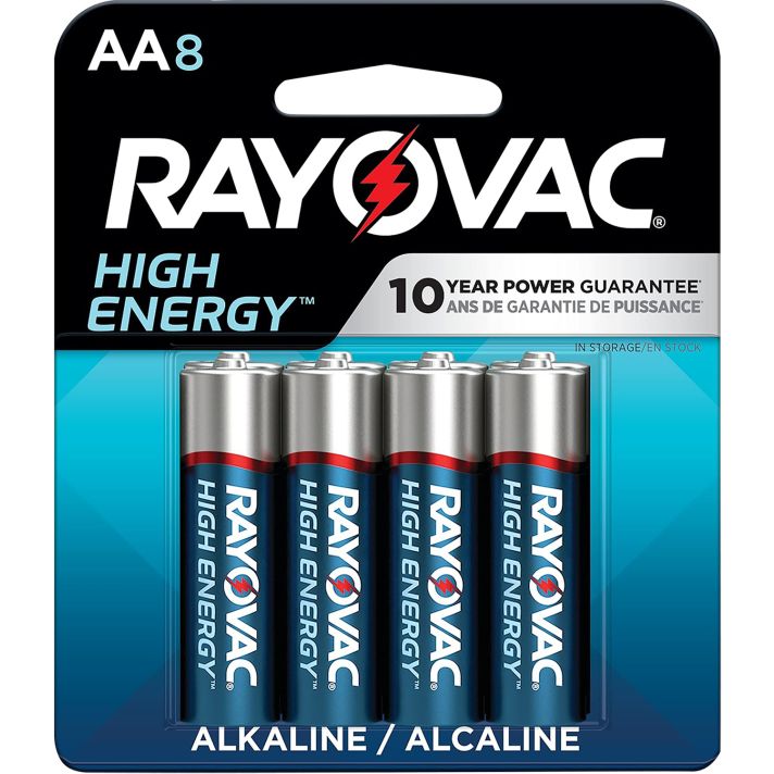 Rayovac 8158T03 AA HIGH ENERGY Alkaline BatteriesSilver/Blue 1.5 Volts 2,700 mAh (8) Single Pack