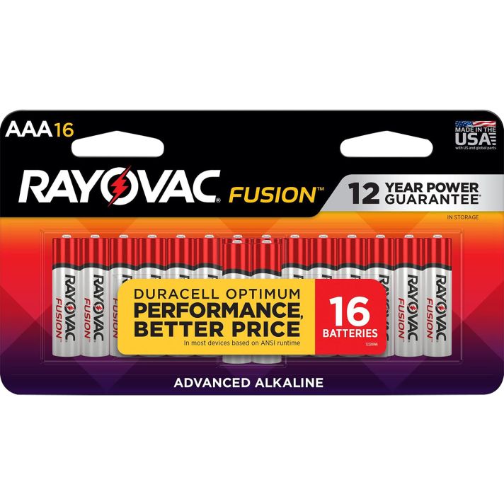 Rayovac 82416T02 AAA HIGH ENREGY Alkaline BatteriesSilver/Blue 1.5 Volts 1,123 mAh (16) Single Pack