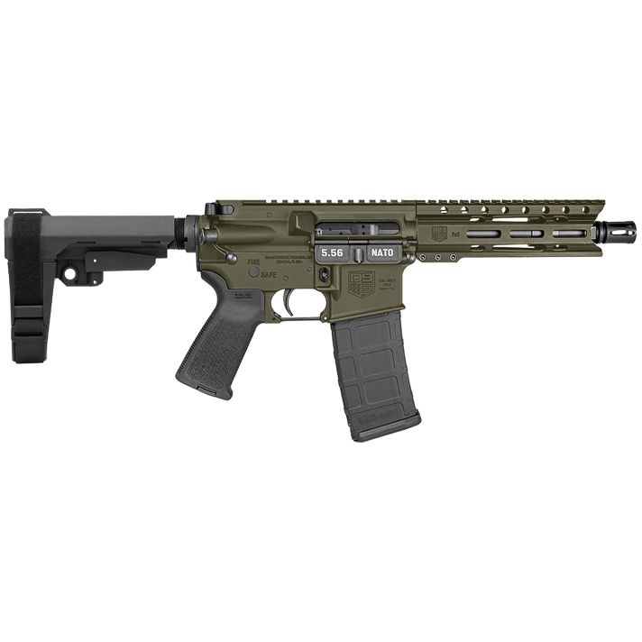Diamondback DB1913K101 DB155.56 NATO 30+1 7" Black Nitride Heavy Threaded Barrel, OD Green Cerakote Picatinny Rail Aluminum Receiver, 6" M-LOK Handguard, SB Tactical Brace & Black Magpul MOE Grip