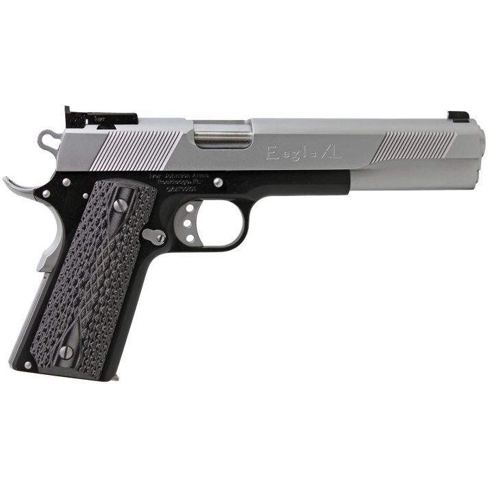 Iver Johnson Arms EAGLEXL45TT Eagle Deluxe 45 ACP 8+1 6" Steel Barrel, Hard Chrome Serrated Steel Slide, Matte Black Steel Frame w/Beavertail, Black/Gray G10 Grip