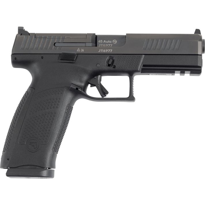 CZ-USA 91591 P-10 F Full Size Frame 45 ACP 13+1 4.50" Black Steel Barrel, Optic Ready/Serrated Black Polymer Frame w/Picatinny Rail, Textured Grip