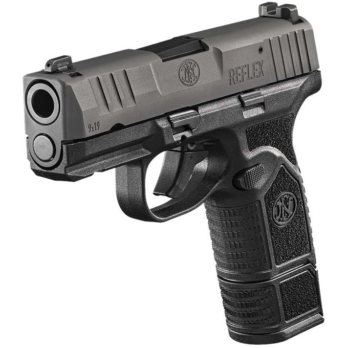 FN 66101416 Reflex9mm Luger 15+1 11+1 3.30" Micro-Compact Frame Black PVD Serrated Steel Slide w/Picatinny Rail Stippled Grip Ambidextrous