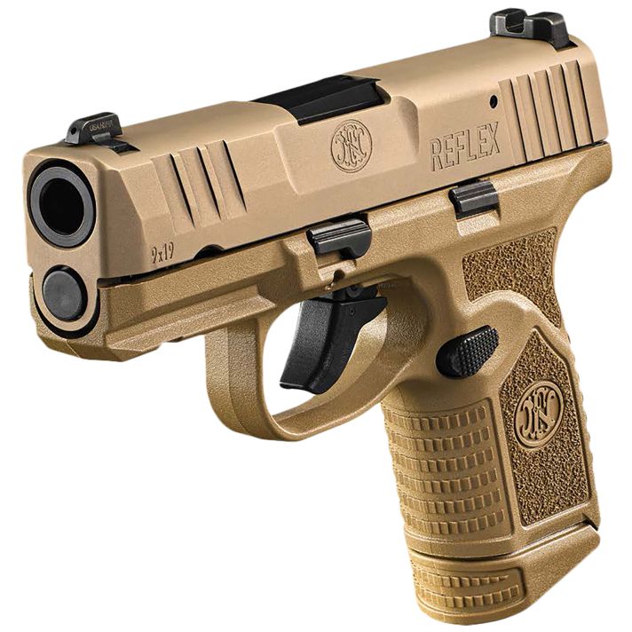FN 66101417 Reflex9mm Luger 15+1 11+1 3.30" Micro-Compact Frame Flat Dark Earth PVD Serrated Steel Slide w/Picatinny Rail Stippled Grip Ambidextrous