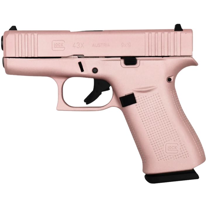 Glock PX4350204RGPCT G43XSub-Compact Frame 9mm Luger 10+1 3.41" Black GMB Barrel, Pearl White Cerakote Serrated Steel Slide, Rose Gold Polymer Frame w/Beavertail, Textured Polymer Grip, Ambidextrous