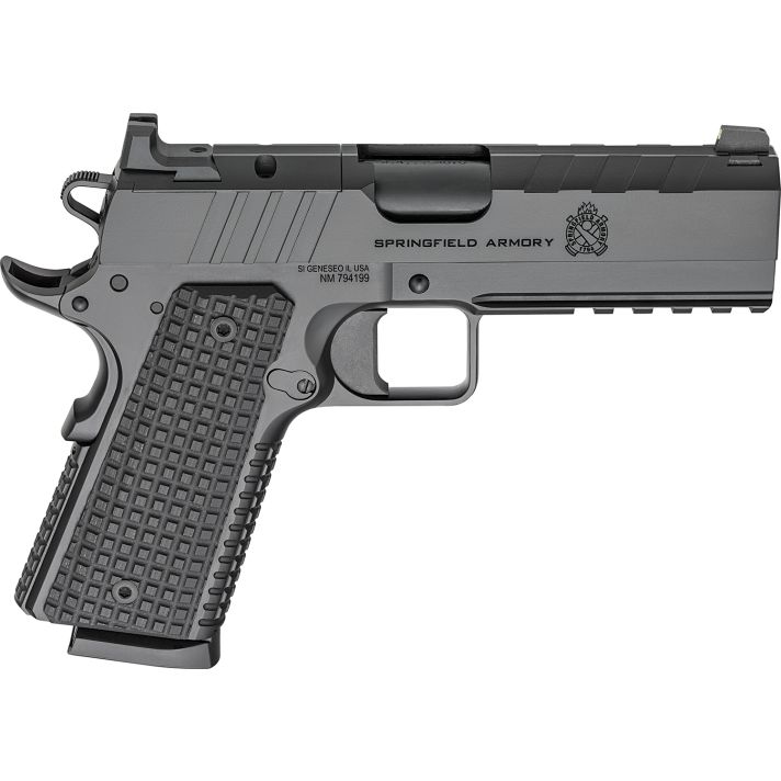 Springfield Armory PX9228LAOS 1911 Emissary 45 ACP 8+1 4.25" Stainless Steel Barrel Optic Ready Black Carbon Steel Slide VZ Grips Thin-Line G10 Grip