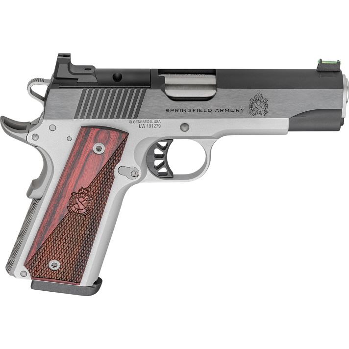 Springfield Armory PX9118LAOS 1911 Ronin 45 ACP 8+1 4.25" Stainless Steel Barrel Optic Ready Blued Slide Crossed Cannon Wood Laminate Grip