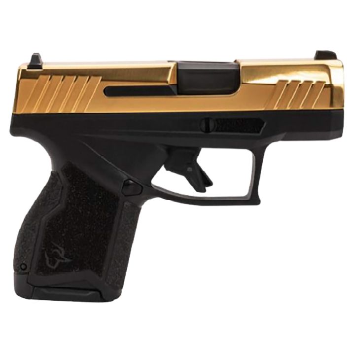 Taurus 1-GX4M931-10G GX4Micro-Compact Frame 9mm Luger 10+1 3.06" Satin Black DLC Stainless Steel Barrel, Gold PVD Serrated Alloy Steel Slide,Matte Black Stainless Steel Frame, Textured Grip