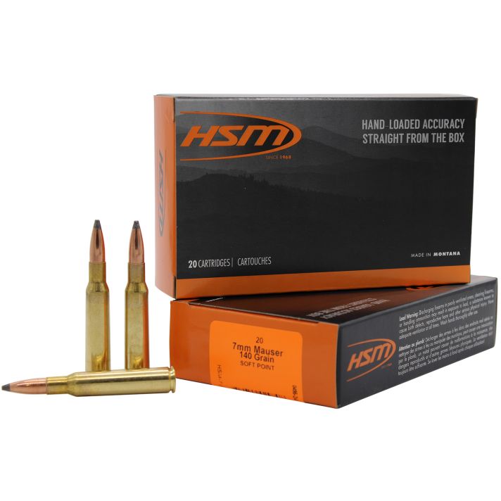 HSM 7MAUSER6N 7mmMauser 140gr Soft Point 20 Per Box/20 Case