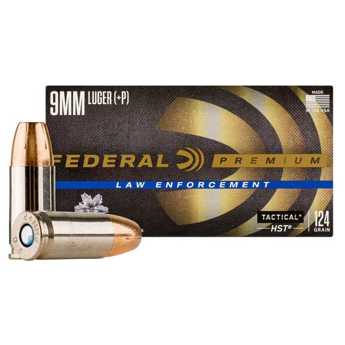 Federal P9HST3 Premium Personal Defense 9mm+P 124gr HST Jacketed Hollow Point 50 Per Box/20 Case