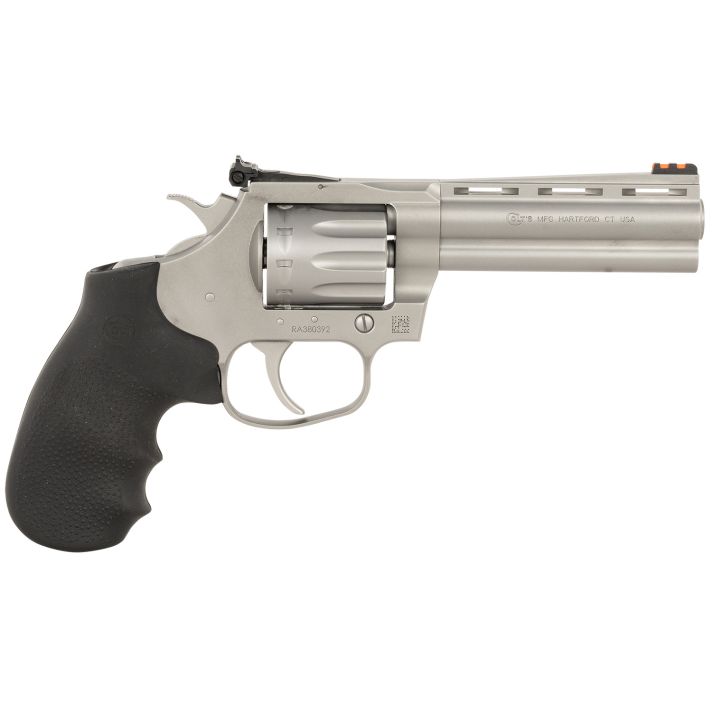 Colt Mfg KCOBRA22-SM4RFO King Cobra Target 22 LR 6 Shot 4.25" Matte Stainless Steel Vent Rib Barrel, Matte Stainless Stainless Steel Frame & Cylinder, Black Hogue Overmolded Grip, Exposed Hammer