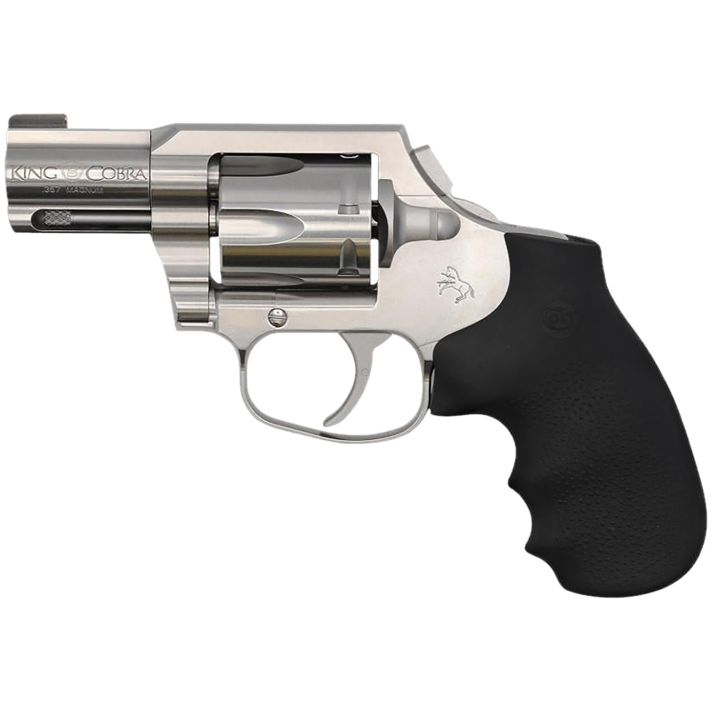 Colt Mfg KCOBRASM2BB King CobraSmall 357 Mag 6 Shot 2" Matte Stainless Steel Barrel, Cylinder Frame, Black Hogue Overmolded Grips, Concealed Hammer
