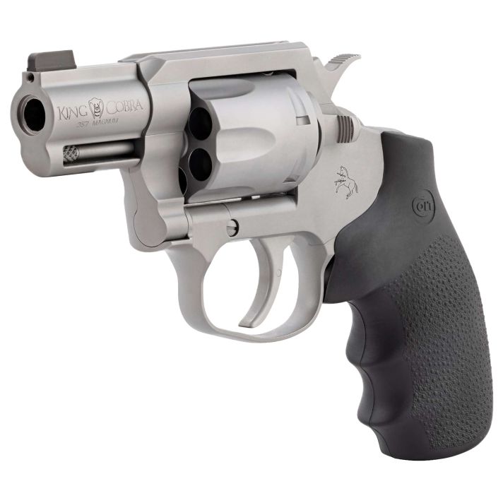 Colt Mfg KCOBRASM2BBS King CobraSmall 357 Mag 6 Shot 2" Matte Stainless Steel Barrel, Cylinder Frame, Black Hogue Overmolded Grips, Exposed Hammer