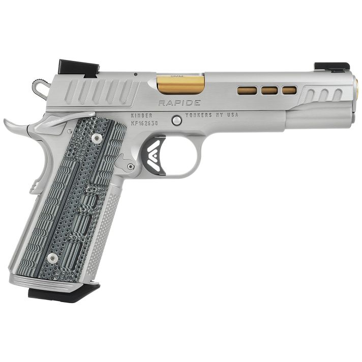 Kimber Mfg.,inc 3000420CA Rapide Dawn (CA) (MA) 9mm 9+1 5" KimPro Silver Front and Rear Serrations Stainless Steel Slide Gray/black Rapide G10 Grip
