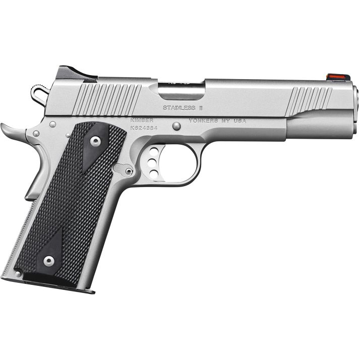 Kimber Mfg.,inc 3200007CAB Stainless II (CA)45 ACP 7+1 5" Front Serrations Stainless Steel Slide Satin Silver Black Synthetic Double Diamond Checkering Grip