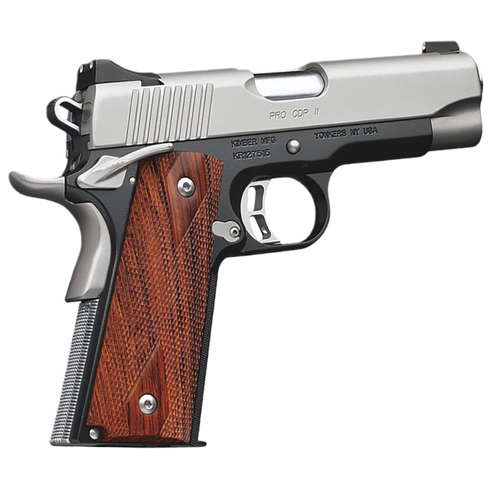 Kimber Mfg.,inc 3200055CA Pro CDP II (CA) 45 ACP 7+1 4" Satin Silver Stainless Steel Slide Matte Black KimPro II Rosewood Double Diamond Grip