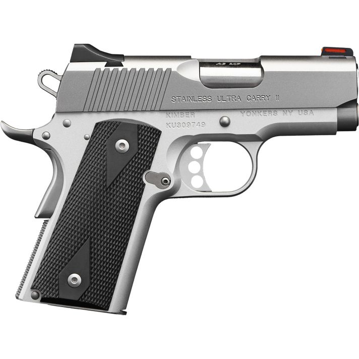 Kimber Mfg.,inc 3200062CA Stainless Ultra Carry II (CA) 45 ACP 7+1 3" Satin Silver Steel Slide Black Synthetic Double Diamond Checkering Grip