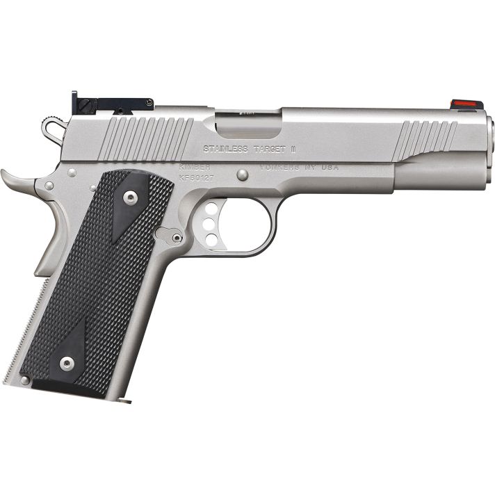 Kimber Mfg.,inc 3200107CA Stainless Target II (CA) 10mm 8+1 5" Satin Silver Front Serrations Stainless Steel Slide Black Synthetic Double-Diamond Checkering Grip