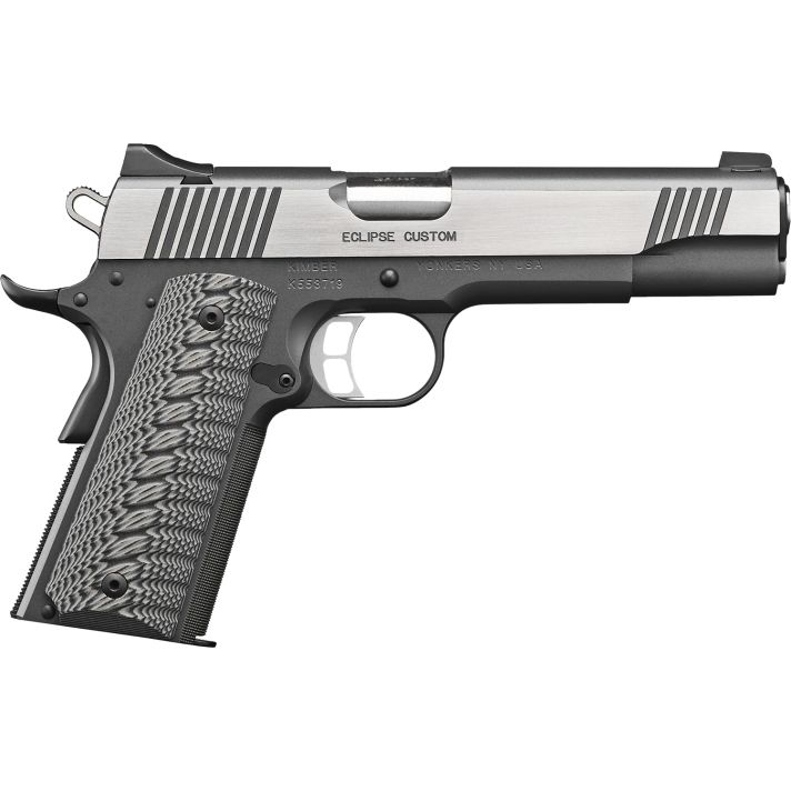Kimber Mfg, Inc 3000239 Eclipse Custom 10mm Auto 8+1 5" Stainless Match Grade Barrel, Charcoal Gray Serrated Stainless Steel Slide, Charcoal Gray Stainless Steel Frame w/Beavertail, G10 Grip