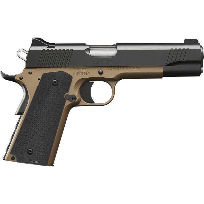 Kimber Mfg, Inc 3000460 Custom LW MP 45 ACP 8+1 5" Stainless Match Grade Barrel, Black Serrated Steel Slide, Flat Dark Earth Aluminum Frame w/Beavertail, Black Textured Grip