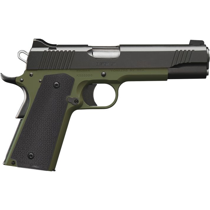 Kimber Mfg, Inc 3000465 Custom LW MP 9mm Luger 9+1 5" Stainless Match Grade Barrel, Black Serrated Steel Slide, Ranger Green Aluminum Frame w/Beavertail, Black Textured Grip