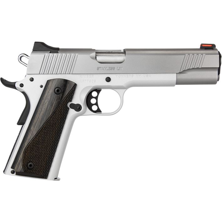 Kimber Mfg, Inc 3700594 LW Arctic 9mm Luger 9+1 5" Stainless Match Grade Barrel, Silver Serrated Stainless Steel Slide, Silver Aluminum Frame w/Beavertail, Black/Gray Laminate Grip