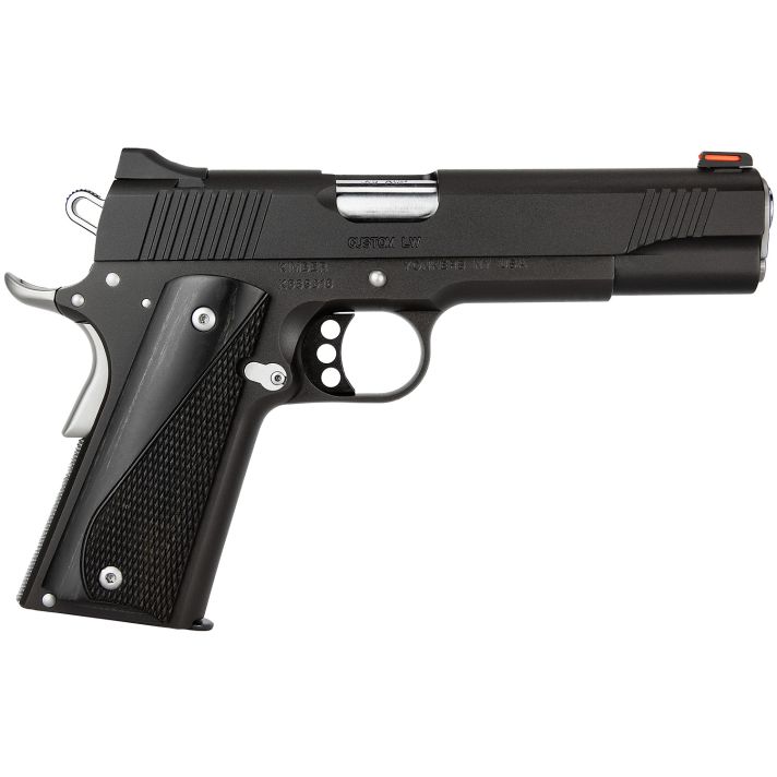 Kimber Mfg, Inc 3700595 Custom LW Nightstar 45 ACP 8+1 5" Stainless Match Grade Barrel, Black Serrated Steel Slide, Black Aluminum Frame w/Beavertail, Black/Gray Laminate Grip