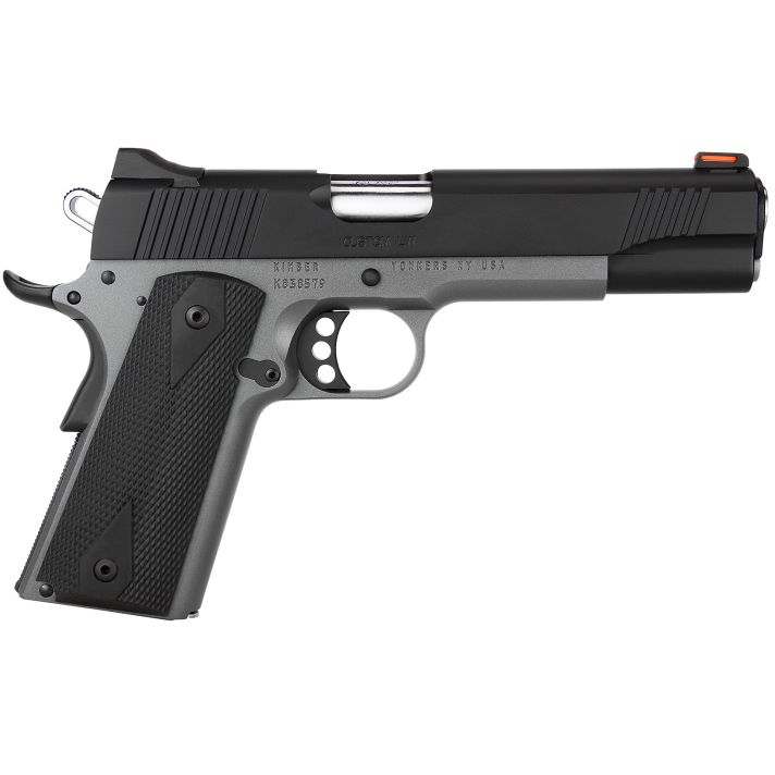 Kimber Mfg, Inc 3700693 Custom LW Shadow Ghost 45 ACP 8+1 5" Stainless Match Grade Barrel, KimPro Black Serrated Stainless Steel Slide, KimPro Gray Aluminum Frame w/Beavertail, Black Hogue Rubber Grip