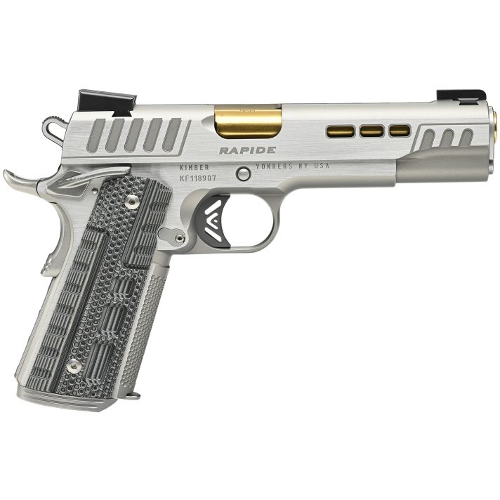Kimber Mfg.,inc 3000420 Rapide Dawn 9mm Luger 9+1 5" Gold TiN Stainless Steel Barrel, Lightening Cut/Serrated Stainless Steel Slide, Stainless Steel Frame w/Beavertail, Black & Gray G10 Grip
