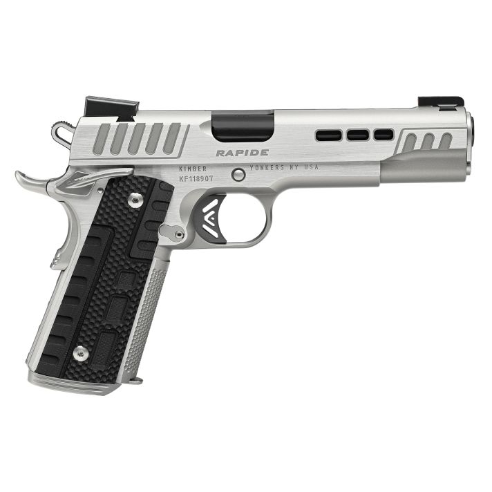 Kimber Mfg.,inc 3000428 Rapide Frost 9mm Luger 9+1 5" Black DLC Stainless Steel Barrel, Kimpro II Silver Lightening Cut/Serrated Stainless Steel Slide & Frame w/Beavertail, Black G10 Grip