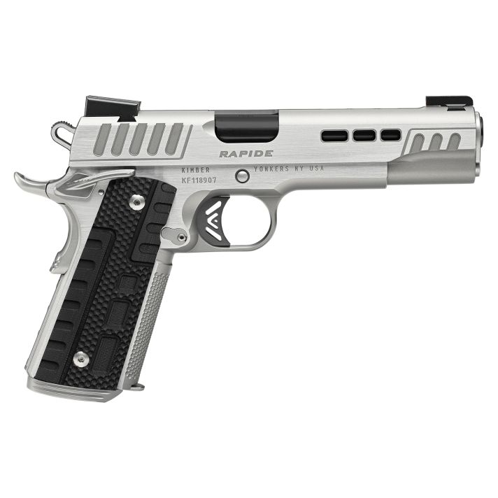 Kimber Mfg.,inc 3000429 Rapide Frost 10mm Auto 8+1 5" Black DLC Stainless Steel Barrel, Kimpro II Silver Lightening Cut/Serrated Stainless Steel Slide & Frame w/Beavertail, Black G10 Grip