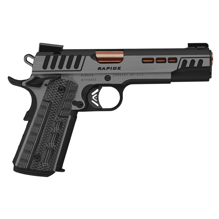 Kimber Mfg.,inc 3000430 Rapide Dusk 45 ACP 8+1 5" Rose Copper Steel Barrel, Black KimPro II Lightening Cut/Serrated Stainless Steel Slide, Black KimPro II Steel Frame w/Beavertail Black, G10 Grip