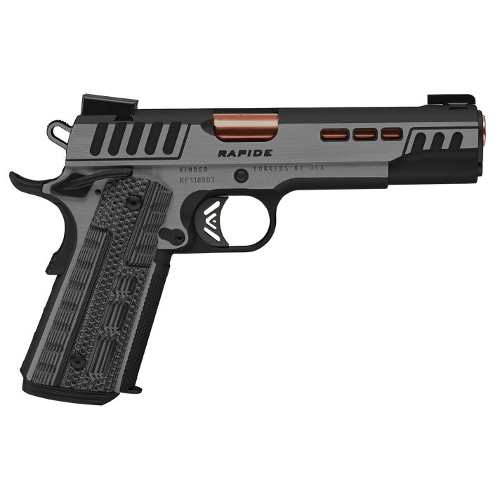 Kimber Mfg.,inc 3000431 Rapide Dusk 9mm Luger 9+1 5" Rose Copper Steel Barrel, Black KimPro II Lightening Cut/Serrated Stainless Steel Slide, Black KimPro II Steel Frame w/Beavertail Black, G10 Grip