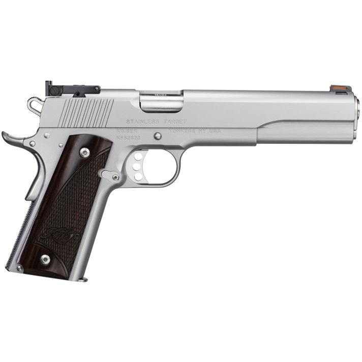 Kimber Mfg.,inc 3000372 Stainless Target LS 10mm 8+1 6" Ramped Barrel Satin Silver Stainless Steel Slide Rosewood Grip