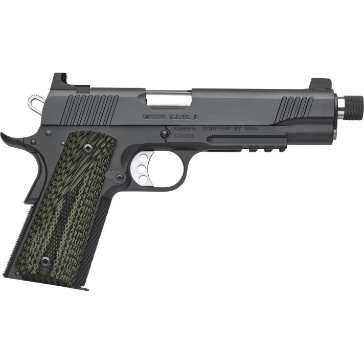 Kimber Mfg, Inc 3200337 TLE II45 ACP 7+1 5" Stainless Threaded Barrel, Matte Black Serrated Steel Slide, Matte Black Steel Frame w/Beavertail & Picatinny Rail, Aggressively Textures G-10 Grip