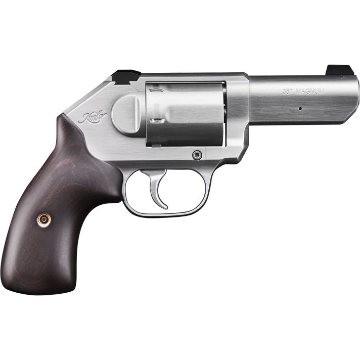 Kimber Mfg, Inc 3400011CA K6S *CA Compliant DAO 357 Mag 6 Shot 3" Brushed Stainless Steel Barrel, Cylinder & Frame, Large Smooth Walnut Grip, Concealed Hammer