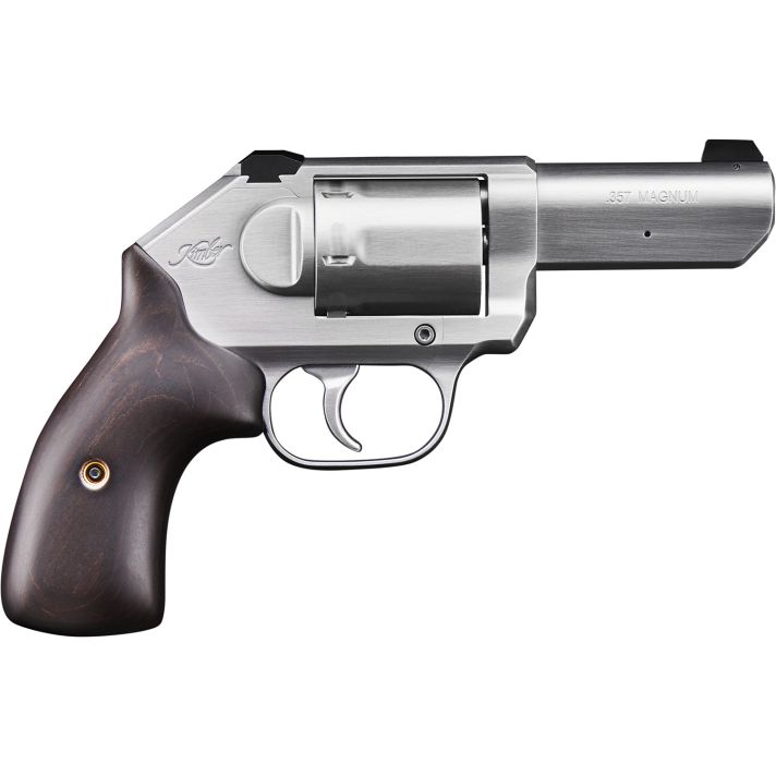 Kimber Mfg, Inc 3400011 K6S Stainless 3 357 Mag 6 Shot 3" Brushed Stainless Steel Barrel &s Cylinder, Brushed Stainless Steel Frame, Large Smooth Walnut Grip, Concealed Hammer