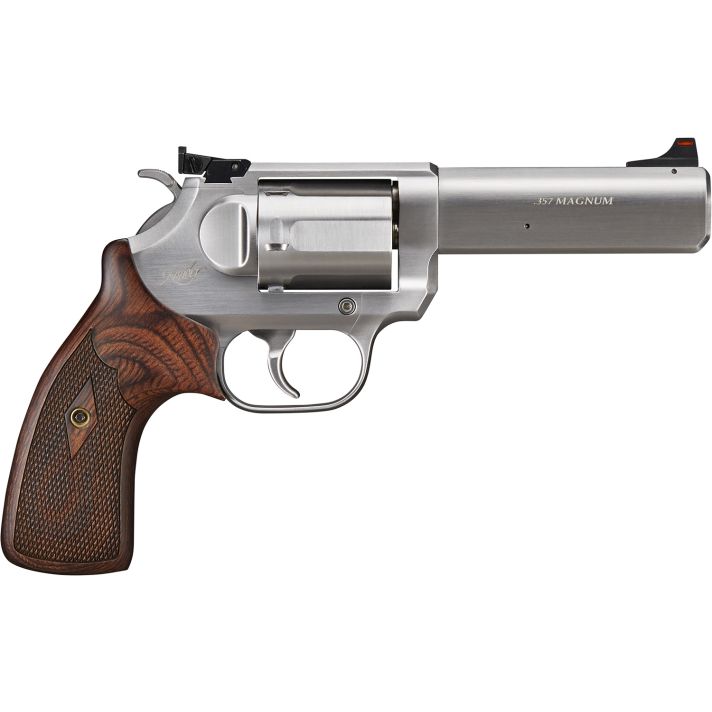 Kimber Mfg, Inc 3700621 K6S Target DA/SA 357 Mag 6 Shot 4" Brushed Stainless Steel Barrel & Cylinder, Brushed Stainless Stainless Steel Frame, Diamond Checkering Grip
