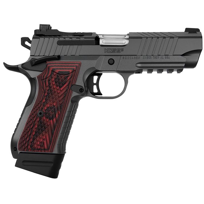Kimber Mfg.,inc 3100024 KDS9C Rail 9mm 15+1 18+1 4.09" KimPro Gray Red/Black Front and Rear Serrations Stainless Steel Black Crosshatch cut G-10 Grip