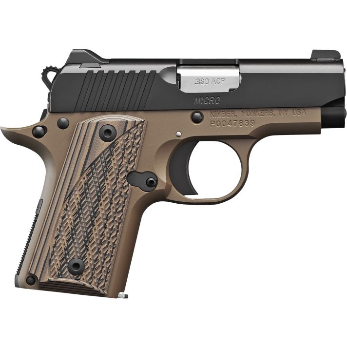 Kimber Mfg.,inc 3300208 Micro Desert Night NS 380 ACP 7+1 2.75" Matte Black KimPro II Stainless Steel Slide Desert Tan KimPro G10 Grip