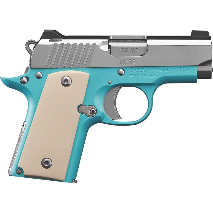 Kimber Mfg.,inc 3300210 Micro Bel Air NS 380 ACP 2.75" Ramped Barrel Stainless Steel Slide Bel Air Blue Mirror-Polished Ivory Micarta Grip
