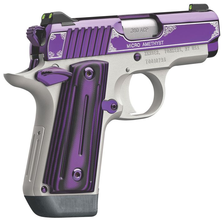 Kimber Mfg.,inc 3300160 Micro Amethyst NS 380 ACP 7+1 2.75" Amethyst purple PVD Stainless Steel Slide Satin Silver G10 Grip