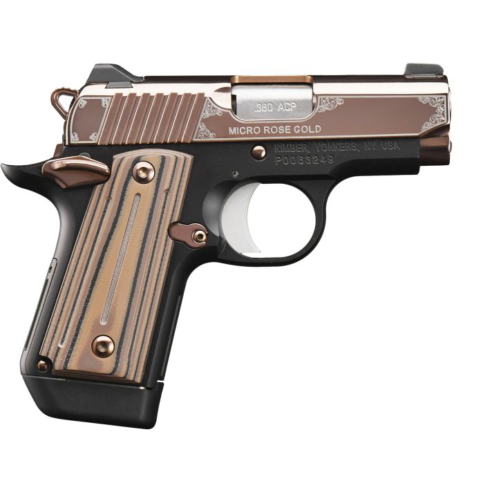 Kimber Mfg.,inc 3300173 Micro Rose Gold NS 380 ACP 7+1 2.75" Rose Gold PVD Coating Steel Slide Matte Black G10 Grip