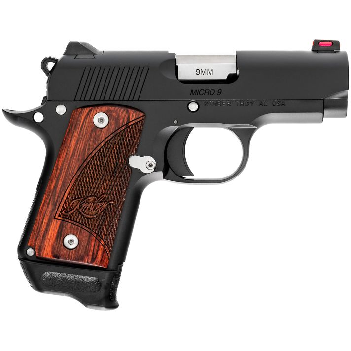 Kimber Mfg.,inc 3300241 Micro 9 RTC 9mm 7+1 3.15" Black KimPro II Stainless Steel Slide Rosewood Grip